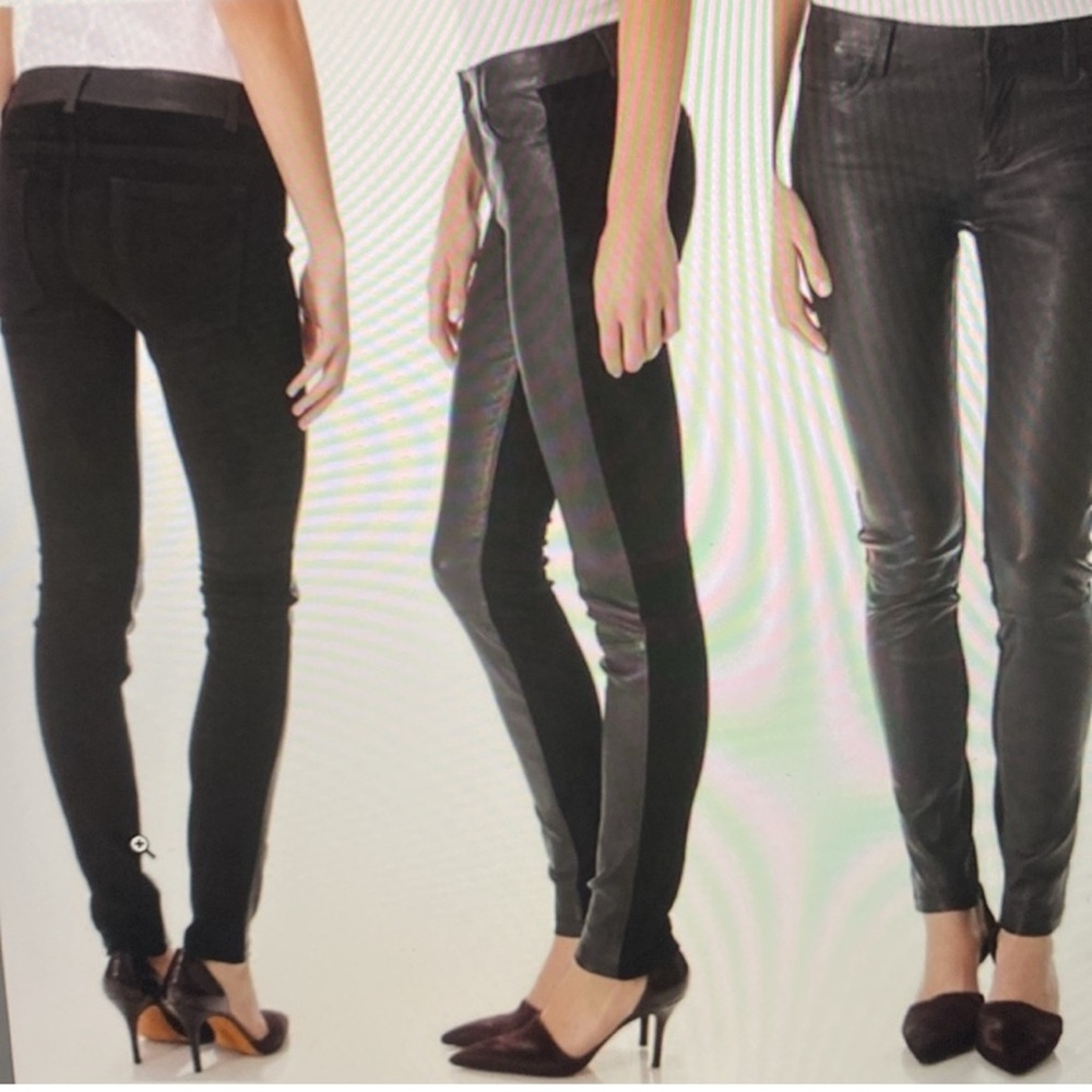 Vince genuine leather and suede Skinny Pants size 12 rich brown color